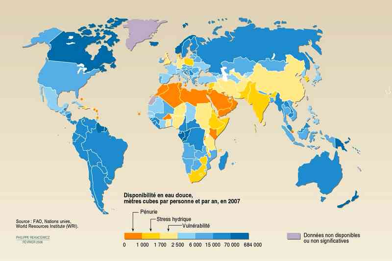 Disponibilité de l'eau douce dans le monde