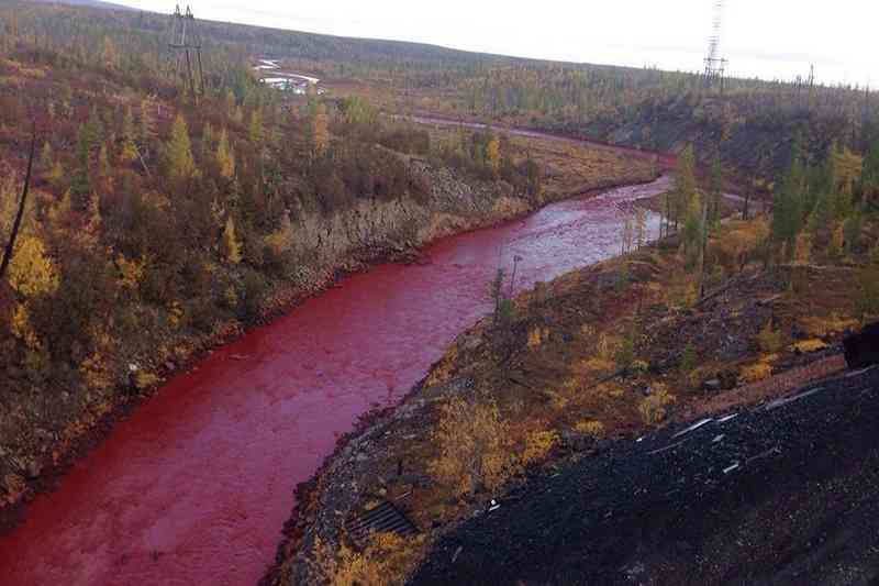 Rivière polluée au nickel en Russie