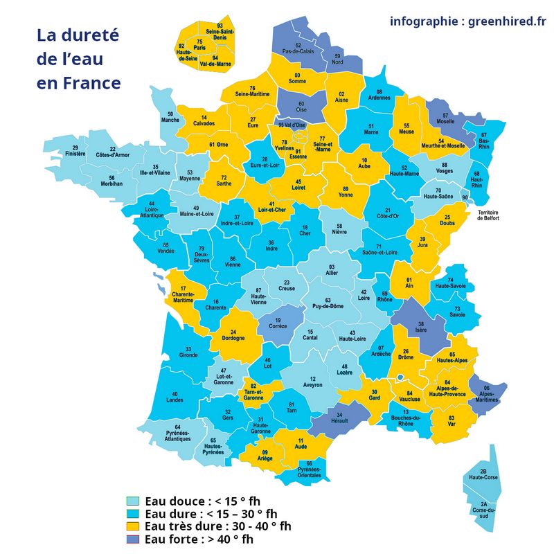 La dureté de l’eau en France infographie greenhired.fr